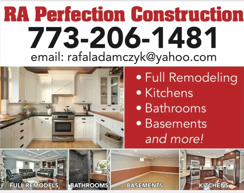 flyer with contact info of home remodeling Chicago company